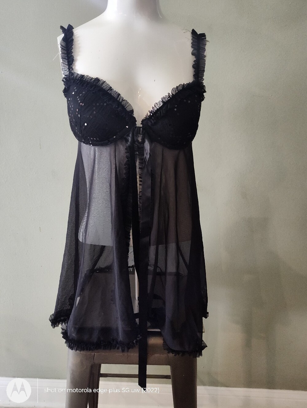 Victoria's Secret Sexy Little Things Baby Doll Black 36C Sheer